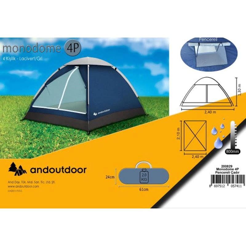 Andoutdoor Monodome 1 Pencereli Çadır 4 Kişilik, 210x210x130cm Ölçülerinde 4 Kişilik Mevsimlik Pencereli Kamp Çadırı