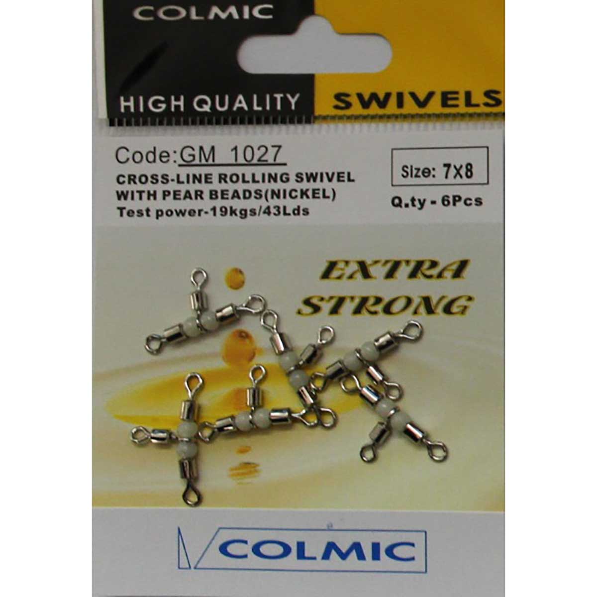 Colmic Crossline Rolling Swivel with Pearlbeads (Nikel) 6P  Colmic Crossl
