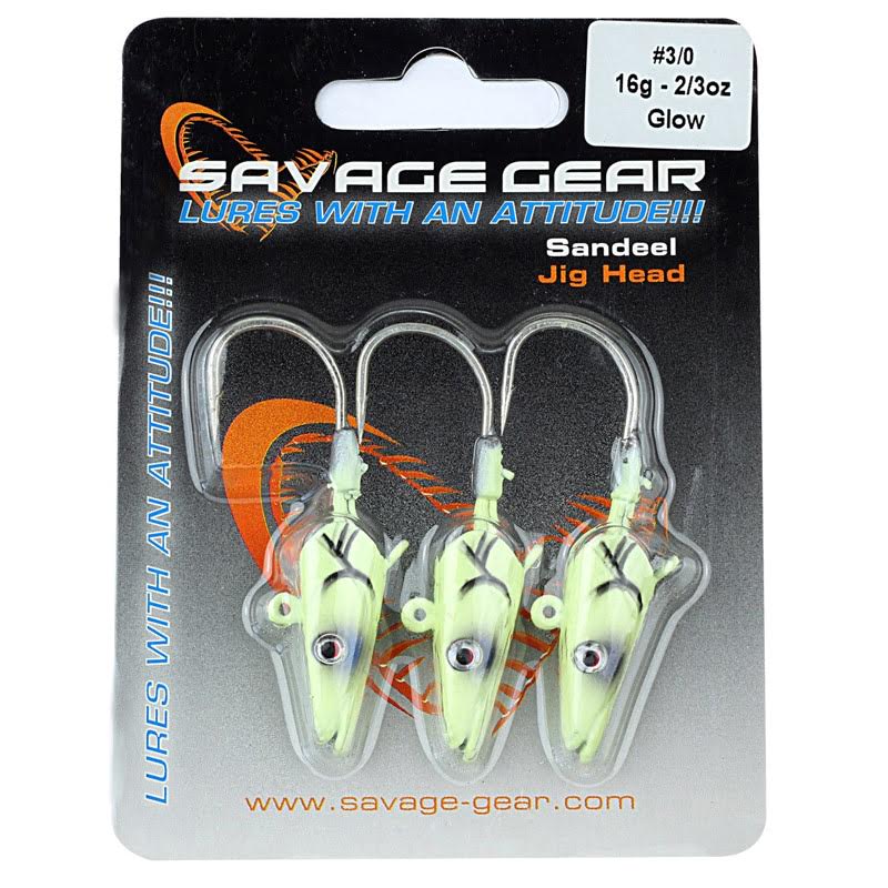 Savage Gear Sandeel Jig Head 16 gram 3/0 3 Adet Glow