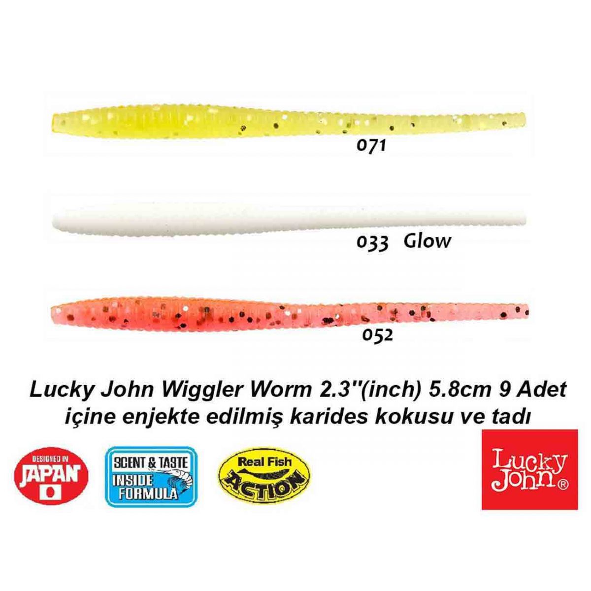 Lucky John Wiggler Worm 2.3 İnch (5.8cm) Lrf Silikon Yem,paket içerisinde 9 adet mevcuttur.