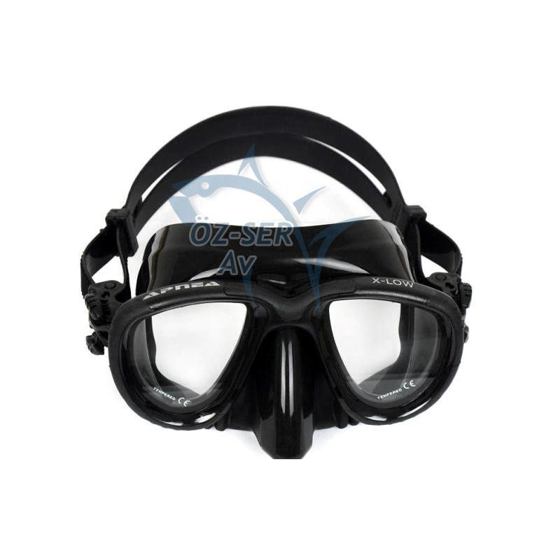 Apnea X-Low Black Maske, Geniş Görüş Açılı ve Konforlu Maske