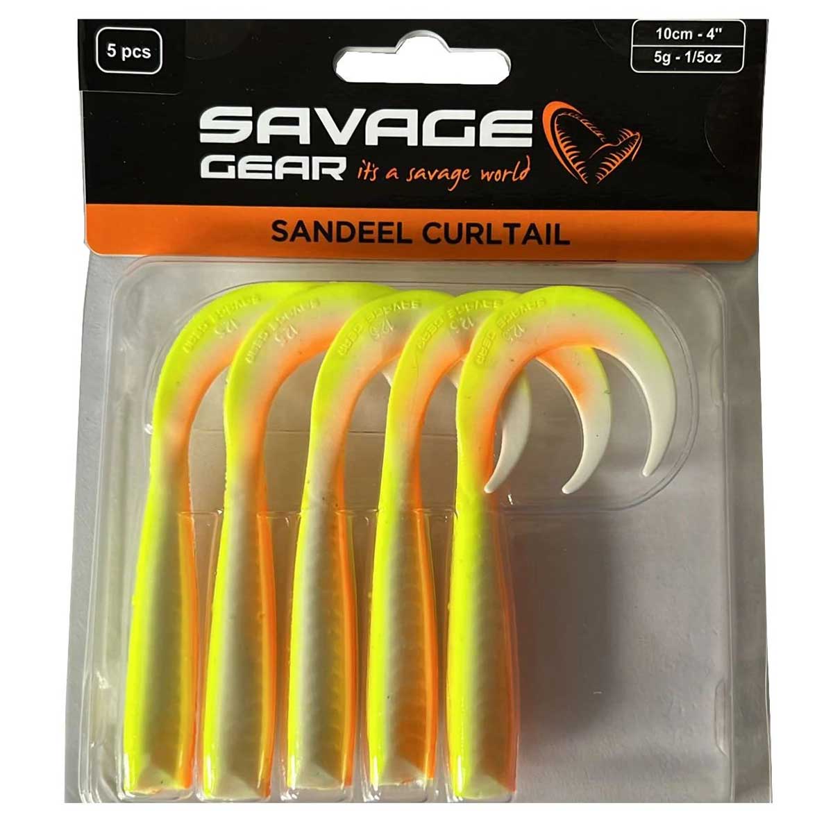 Savage Gear LB Sandeel Curltail 10cm Lemon Back 5 Adet Suni Yem,savage gear kalitesinde 5li paketlerde orak kuyruk silikon yem serisi