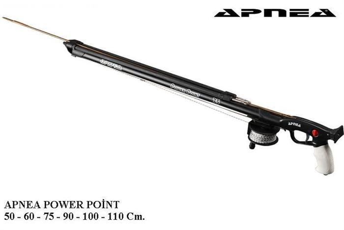 Apnea Power Point 60 Zıpkın, 28mm çapında et kalınlığında şiş kanallı alüminyum eloksel gövde, kaset sistemli paslanmaz çelik tetik, ve mekanizmaya sahip 