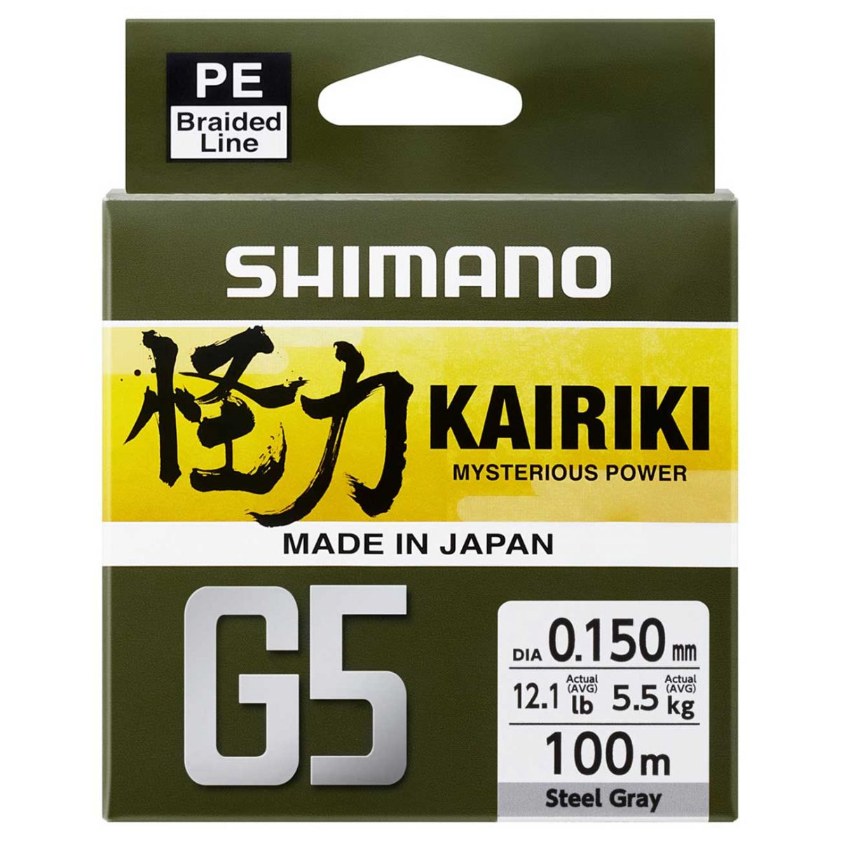 Shimano Kairiki G5 100mt  Gri Renk İp Misina,gri renk, 5 kat örgü seviyesi, tatlı su ve tuzlu su avlarınızda gönül rahatlığı ile kullanabileceğiniz made in japan ip misina serisi