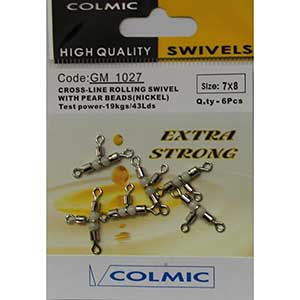 Colmic Crossline Rolling Swivel with Pearlbeads (Nikel) 6P 