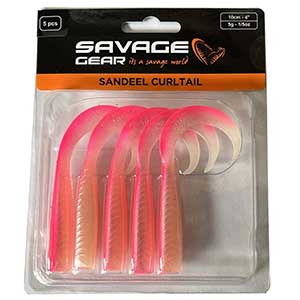 Savage Gear LB Sandeel Curltail 10cm Pink Glow Back 5 Adet Suni Yem